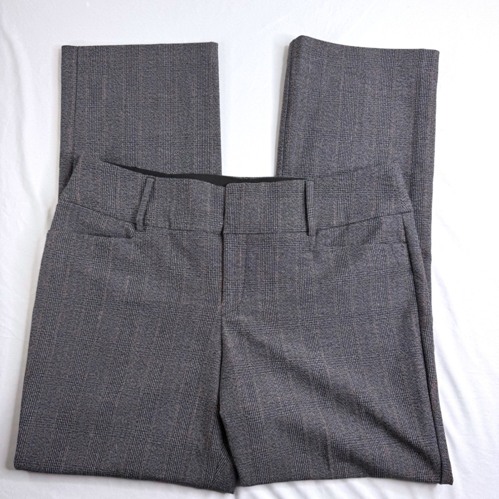 Apt. 9 Womens Grey Plaid Straight Leg Dress Pants Size 14 Office Career Workwear